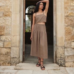 First Rite - Amar linen skirt in Earth